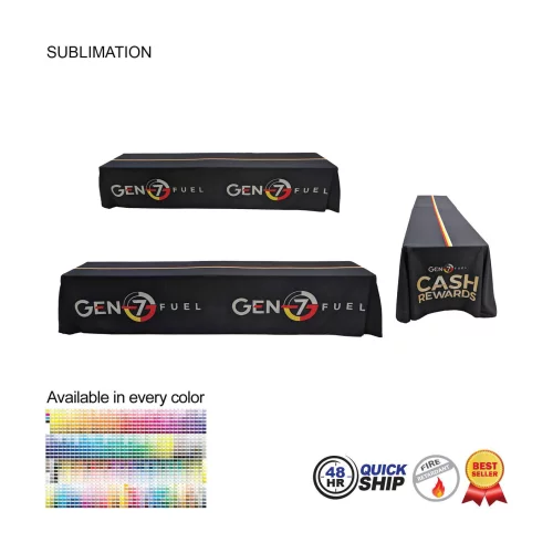 48 Hr Quick Ship - Sublimated Table Cloth for 12' table (or 2 x 6' tables combined), Closed Back