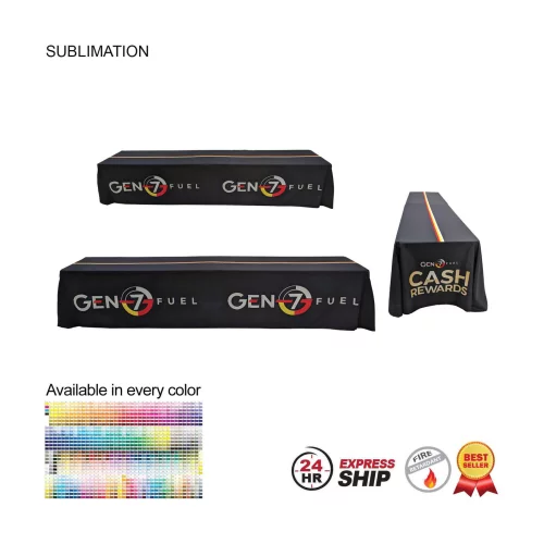 24 Hr Express Ship - Sublimated Table Cloth for 12' table (or 2 x 6' tables combined), Closed Back