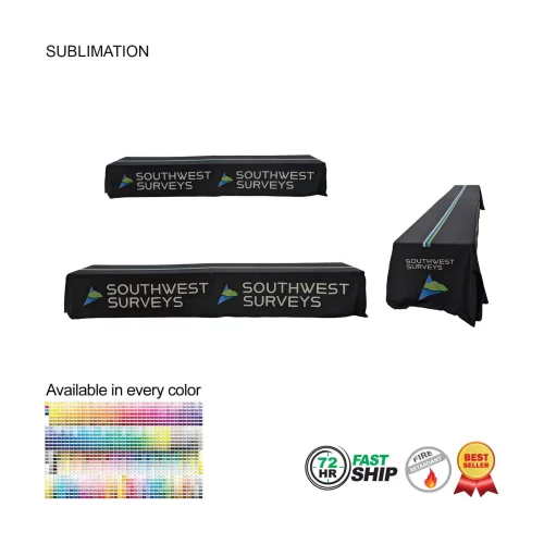 72 Hr Fast Ship - Sublimated Table Cloth for 16' table (or 2 x 8' tables combined), Closed back
