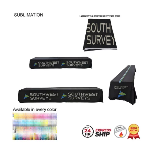 24 Hr Express Ship - 16' LazerCut, 4-Sided Sublimated Tablecloth, (on 2 x 8ft tables combined)
