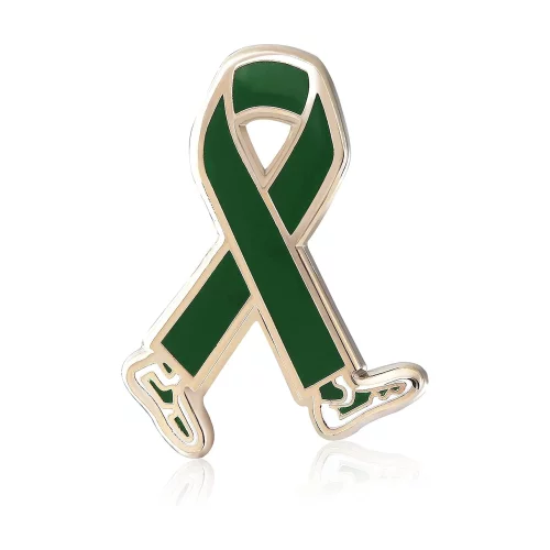 Stock Awareness Ribbon of Hope Pin (Cancer Ribbon w/Walking Feet)