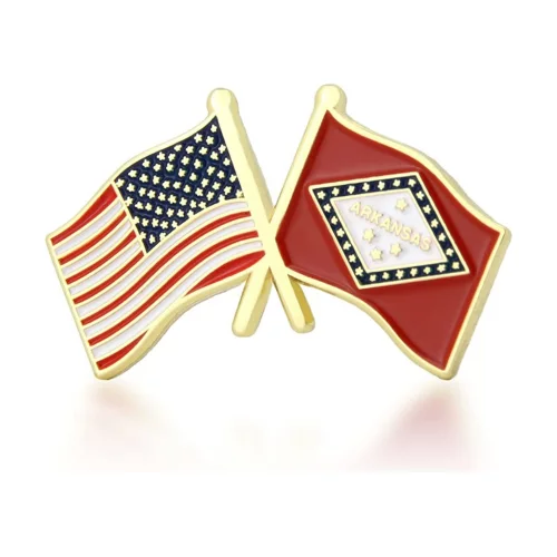 Stock Crossed Flag Pin (Arkansas & USA)
