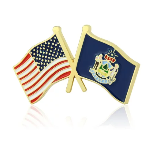 Stock Crossed Flag Pin (Maine & USA)