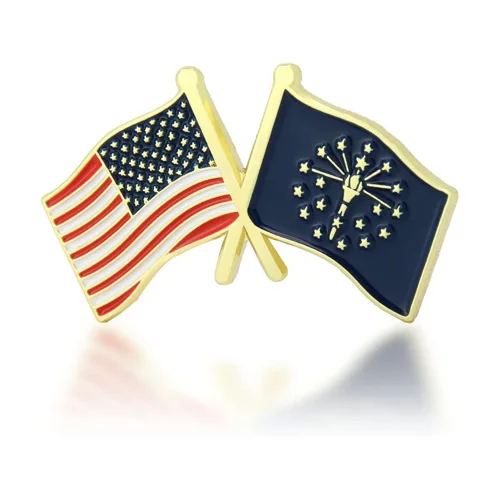 Stock Crossed Flag Pin (Indiana & USA)