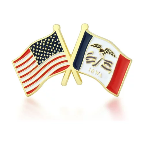Stock Crossed Flag Pin (Iowa & USA)