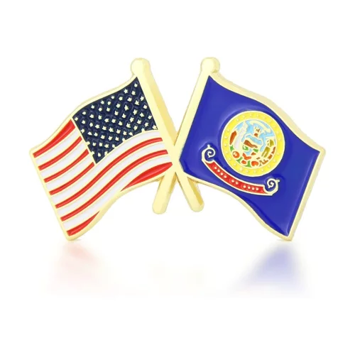Stock Crossed Flag Pin (Idaho & USA)