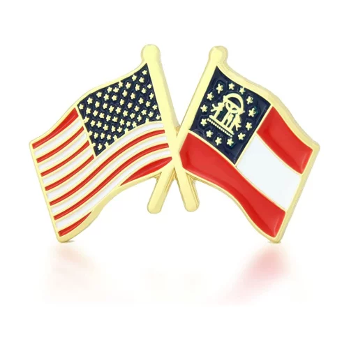 Stock Crossed Flag Pin (Georgia & USA)