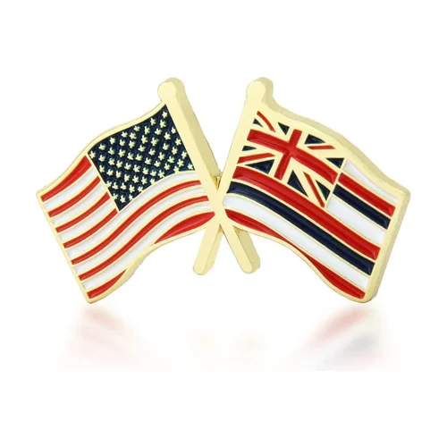 Stock Crossed Flag Pin (Hawaii & USA)