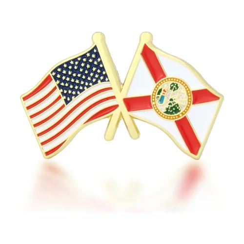 Stock Crossed Flag Pin (Florida & USA)