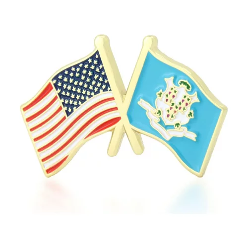 Stock Crossed Flag Pin (Connecticut & USA)