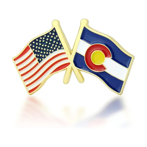 Stock Crossed Flag Pin (Colorado & USA)