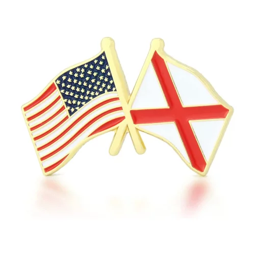 Stock Crossed Flag Pin (Alabama & USA)