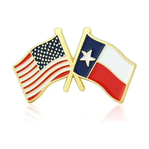 Stock Crossed Flag Pin (Texas & USA)