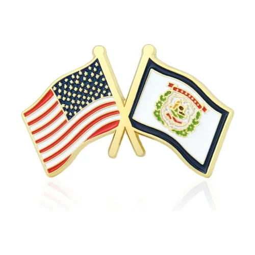 Stock Crossed Flag Pin (West Virginia & USA)