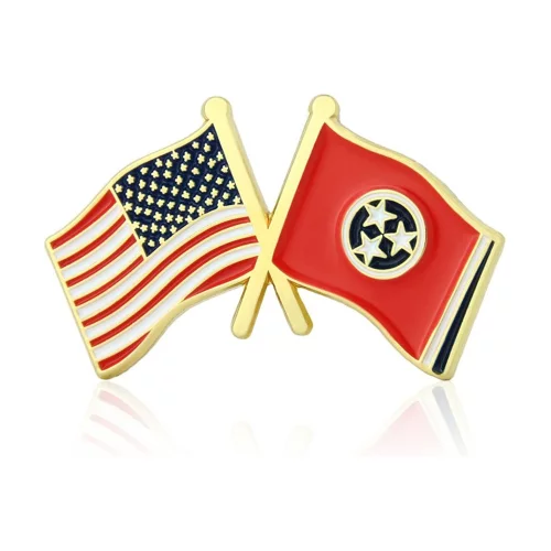 Stock Crossed Flag Pin (Tennessee & USA)