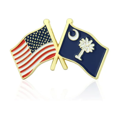 Stock Crossed Flag Pin (South Carolina & USA)