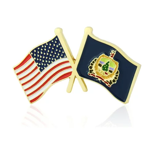 Stock Crossed Flag Pin (Vermont & USA)