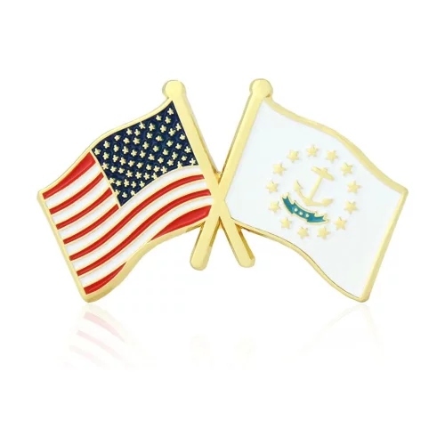 Stock Crossed Flag Pin (Rhode Island & USA)