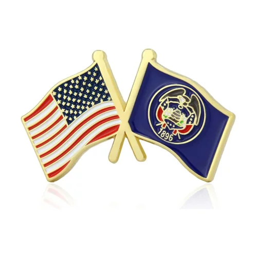 Stock Crossed Flag Pin (Utah & USA)