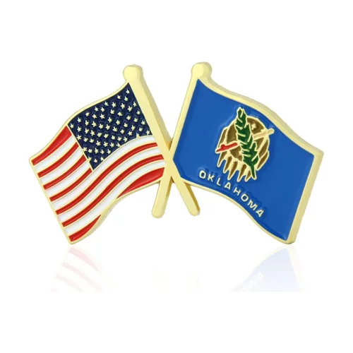 Stock Crossed Flag Pin (Oklahoma & USA)