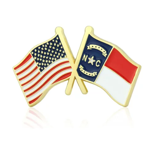 Stock Crossed Flag Pin (North Carolina & USA)