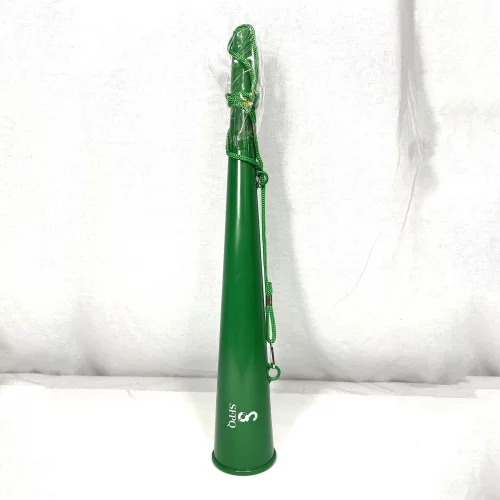Corne de supporter verte de 15" avec sifflet