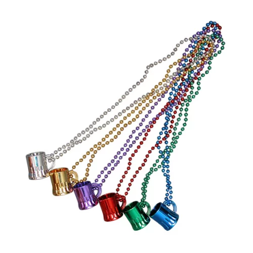 Beer Mug Metallic Beads Necklace