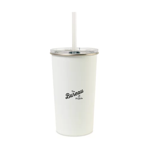 Arlo Classics Stainless Steel Tumbler with Straw - 20 Oz. - White