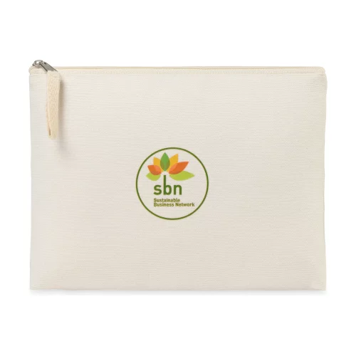 Pochette zippée en coton recyclé AWARE™ - Naturel