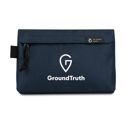 Pochette zippée en rPET renouvelé - Marine