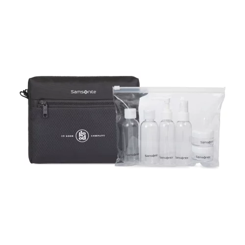 Pochette zippée Samsonite et ensemble de 6 bouteilles de voyage - Noir