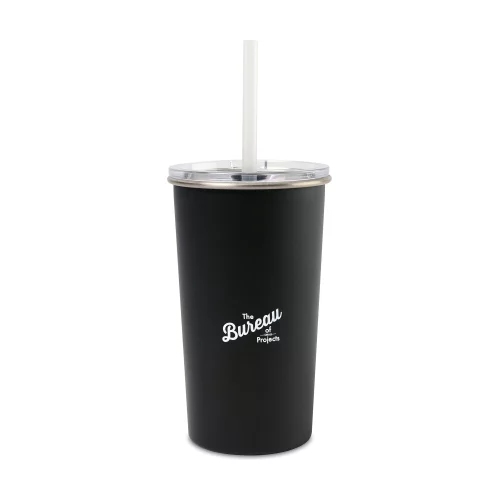 Arlo Classics Stainless Steel Tumbler with Straw - 20 Oz. - Black