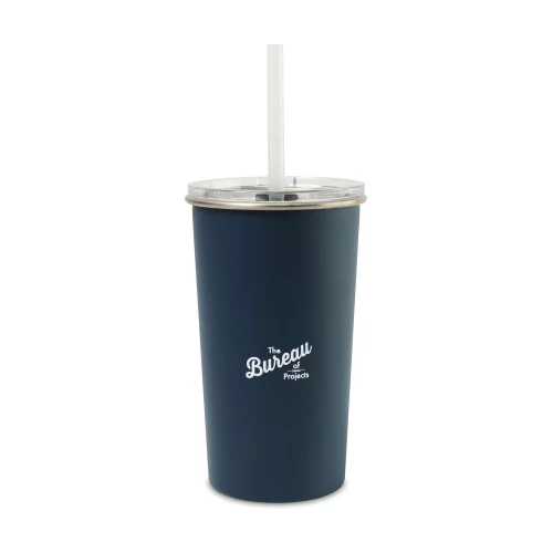 Arlo Classics Stainless Steel Tumbler with Straw - 20 Oz. - Matte Navy