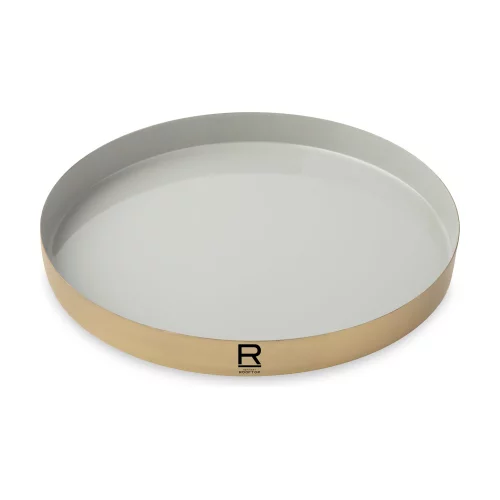 Be Home® Luxe Round Enamel Tray - Moonbeam-Matte Gold