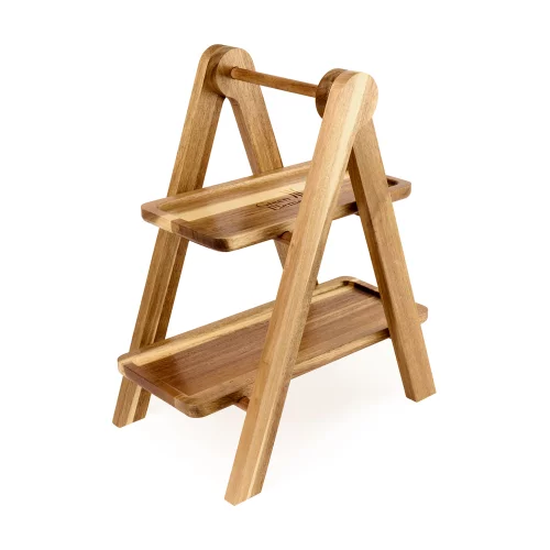 Plateau de service à 2 niveaux pour la cuisine - Bois