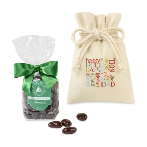 Sac cadeau d'amandes enrobées de chocolat Harbor Sweets - Naturel