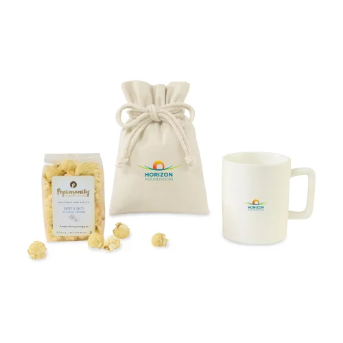 Remplisseur de tasse de popcorn artisanal sucré et salé Poppinsanity - Blanc mat