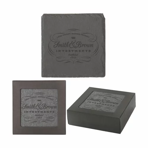 Ensemble de dessous de verre en ardoise carrée