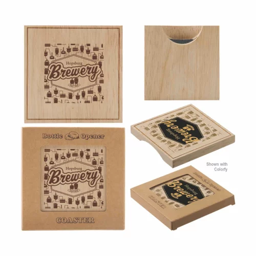 Sous-verre ouvre-bouteille en bois