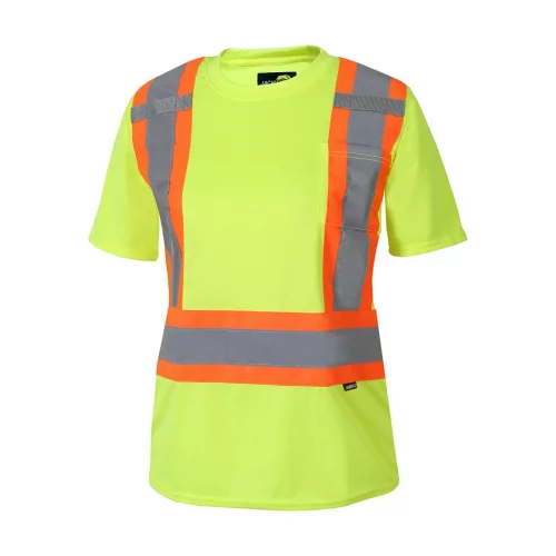 T-shirt à manches courtes avec des rayures réfléchissantes pour femmes