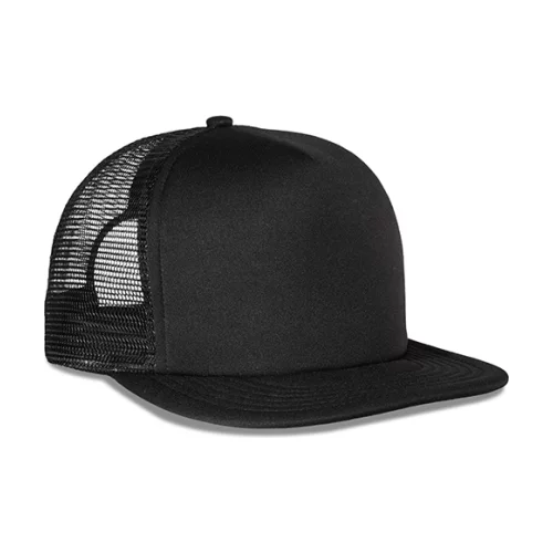 5 Panel Poly Foam Mesh Trucker Cap w/Flat Bill