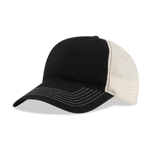 Bio-Washed Cotton Twill Front Cap w/Soft Mesh Sides & Back