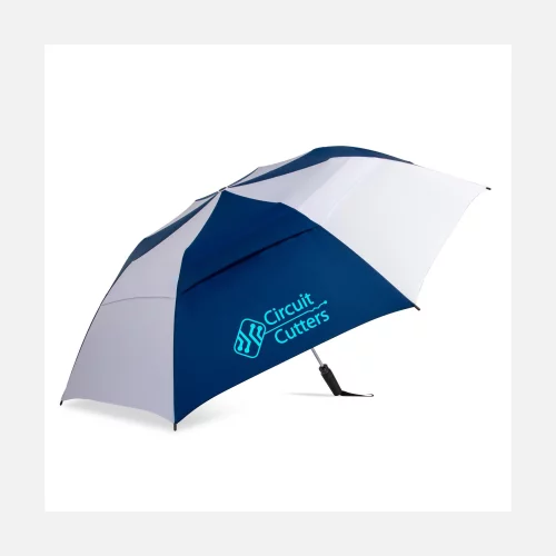 Parapluie compact GoGo® de Shed Rain™ Windjammer® RPET de 58 pouces avec ouverture automatique et ventilation jumbo.