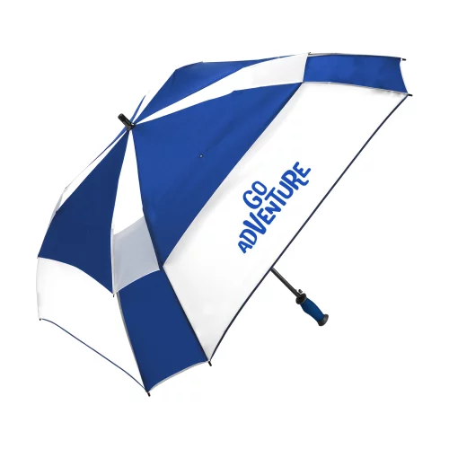Parapluie carré de golf automatique ouvert avec ventilation Shed Rain™ Windpro® et poignée remplie de gel Gellas®.