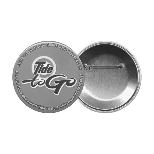 Button - Round 2-1/2'' Pin Back - Printed black on white or colored stock paper