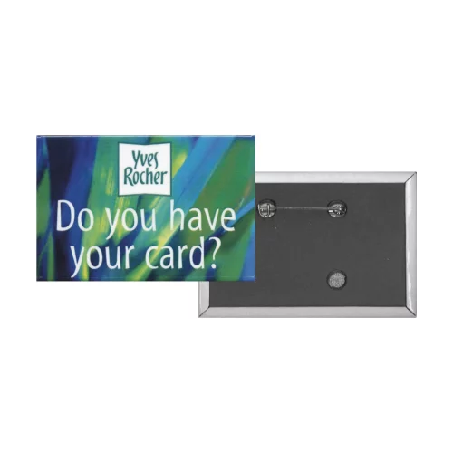 Button Rectangular 2'' x 3'' Pin Back - Printed digitally 4 color process