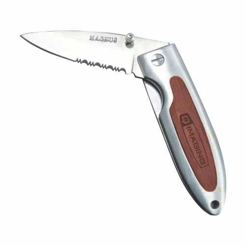 Rosewood Insert Stainless Steel Blade Pocket Knife w/ Belt Clip (3-5 Days)