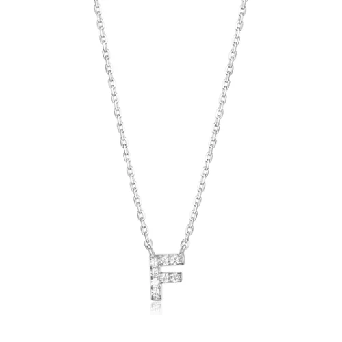 Diamondlite Cubic Zirconia Mini Initial F Necklace - Silver