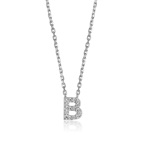 Diamondlite Cubic Zirconia Mini Initial B Necklace - Silver