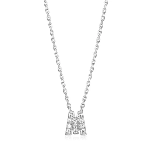 Diamondlite Cubic Zirconia Mini Initial M Necklace - Silver